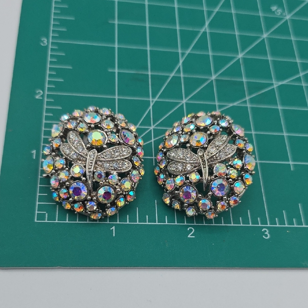 Suzanne Somers Design Aurora Crystal Dragonfly Clip-On Earrings - Picture 8 of 10
